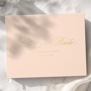 Elegant Scripted Font Peach Bridal Shower Guest Book