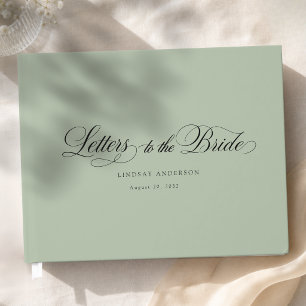 Elegant Scripted Font Sage Green Bridal Shower Guest Book