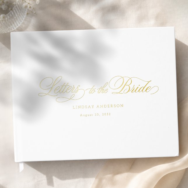 Elegant Scripted Font White Bridal Shower Guest Book (Elegant Scripted Font White Bridal Shower Foil Guest Book)