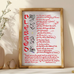 Elegant Scripture Blessed Christian Bible Verse Poster