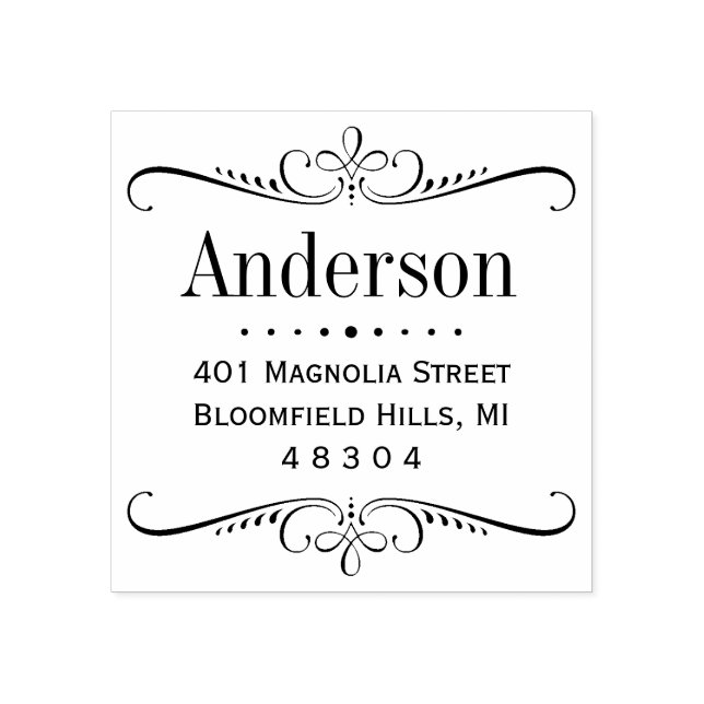 Elegant Scroll Frame Return Address Rubber Stamp (Imprint)