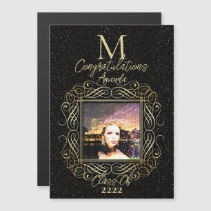 Elegant Scroll + Gold Dots Congratulation Class of