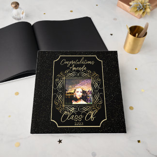 Elegant Scroll + Gold Dots Congratulation Class of Guest Book
