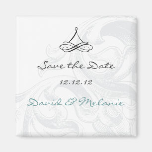 Elegant Scroll Save the Date Wedding Magents Magnet