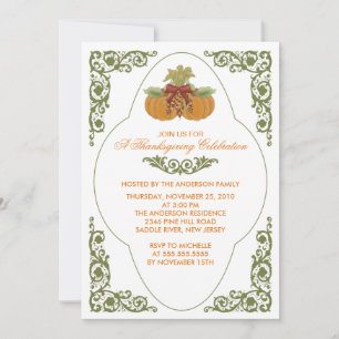 Elegant Scroll Thanksgiving Dinner Invitations