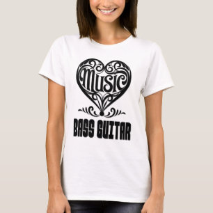 Elegant Scrolled Heart for Bass Guitar Lovers T-Shirt