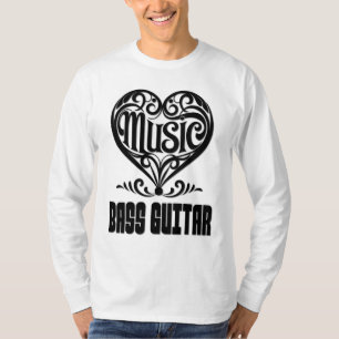 Elegant Scrolled Heart for Bass Guitar Lovers T-Shirt