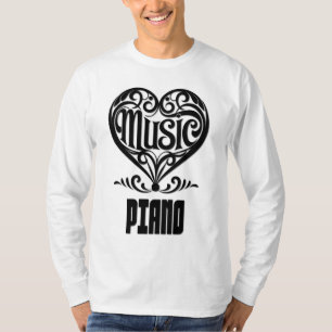 Elegant Scrolled Heart for Piano Lovers T-Shirt