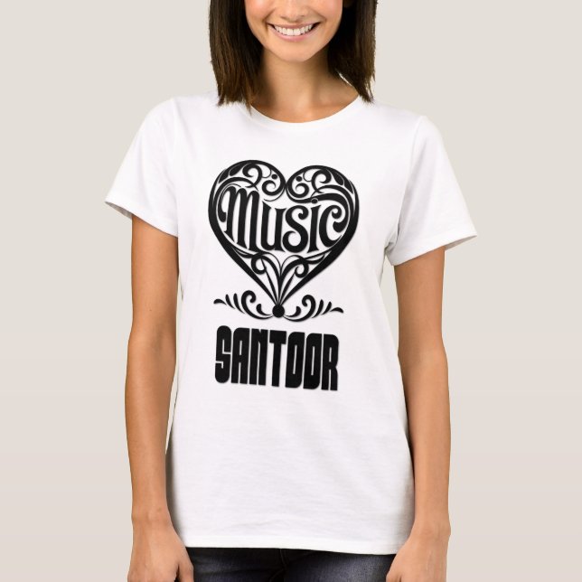 Elegant Scrolled Heart for Santoor Lovers T-Shirt (Front)