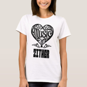 Elegant Scrolled Heart for Zither Lovers T-Shirt