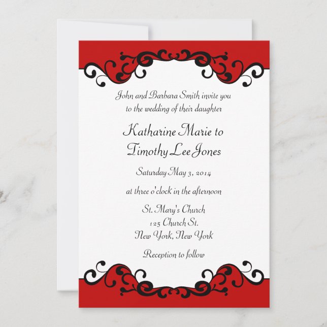 Elegant Scrolls Border Wedding Invitation (Front)