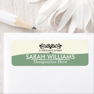 Elegant Scrollwork Cream Green Professional Return Address Label