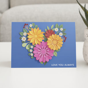Elegant Sculpted Floral Heart Love Card