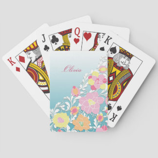 Elegant Sculpted Pastel Floral Personalised Playing Cards