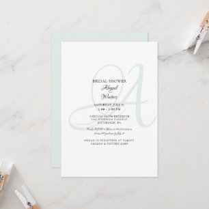 Elegant Sea Glass Bride Initial Bridal Shower Invitation