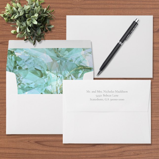 Elegant Sea Glass Crystal Gemstone Wedding Envelope (Creator Uploaded)