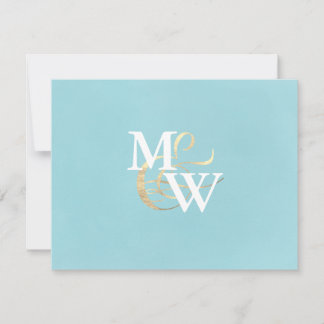 Elegant Sea Glass Monogram Wedding RSVP Card