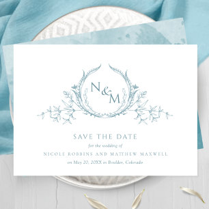 Elegant Sea Glass Watercolor Monogram Save The Date