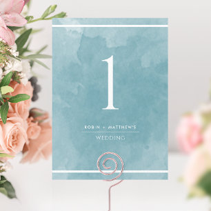 Elegant Sea Glass Watercolor Table Number