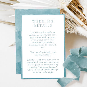 Elegant Sea Glass Watercolor Wedding Details Enclosure Card