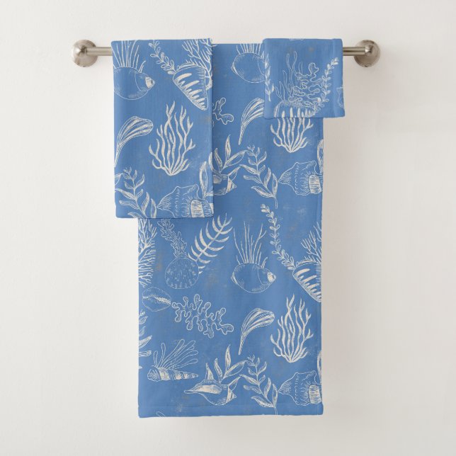 Elegant sea-green canvas bath towel set (Insitu)