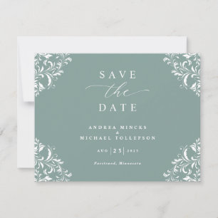 Elegant Sea Green Wedding Vintage Save The Date