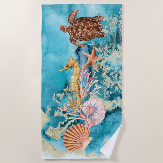 Elegant Sea Life Ocean Beach Beach Towel (Front)