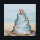 Elegant Sea Shell Wedding cake Magnet<br><div class="desc">Seashell wedding cake design - seashell cake on a sandy beach with watercolour ocean in the background. Perfect for beach or tropical island destination weddings ... favours, gifts and more. Seashell wedding cake designed by <_http3a_ _www.confectionarydesigns.com22_="">Confectionary Designs serving the greater NY/NJ area. Showcase your invitations in style! We love custom...</div>