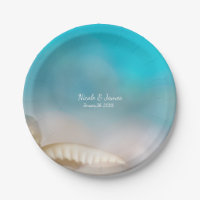 Elegant Sea Shells Blue Tropical Beach Wedding
