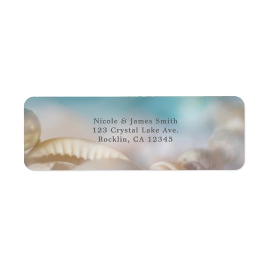 Elegant Sea Shells Blue Tropical Wedding Invite Return Address Label