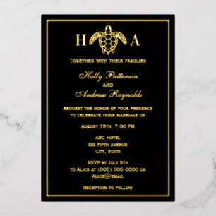 Elegant Sea Turtle #3 Theme Wedding Invitation