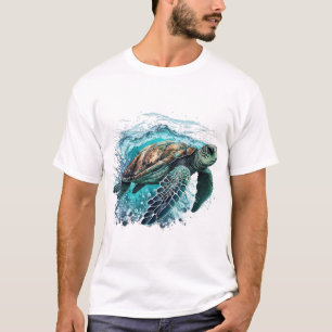 Elegant Sea Turtle Swimming In The Blue Ocean T-Shirt