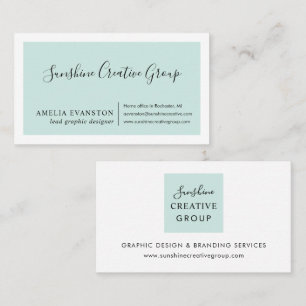 Elegant Seafoam Aqua Script Professional Business Card
