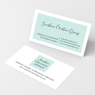 Elegant Seafoam Aqua Script Professional Business Card