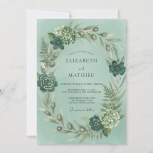 Elegant Seafoam Fern Wedding Invitation
