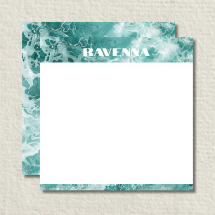 Elegant Seafoam Silver Stripe Custom Name Wedding Card