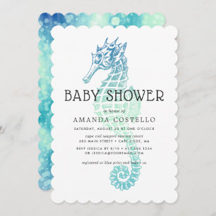 Elegant Seahorse Baby Shower Invitation