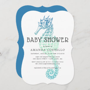 Elegant Seahorse Baby Shower Invitation