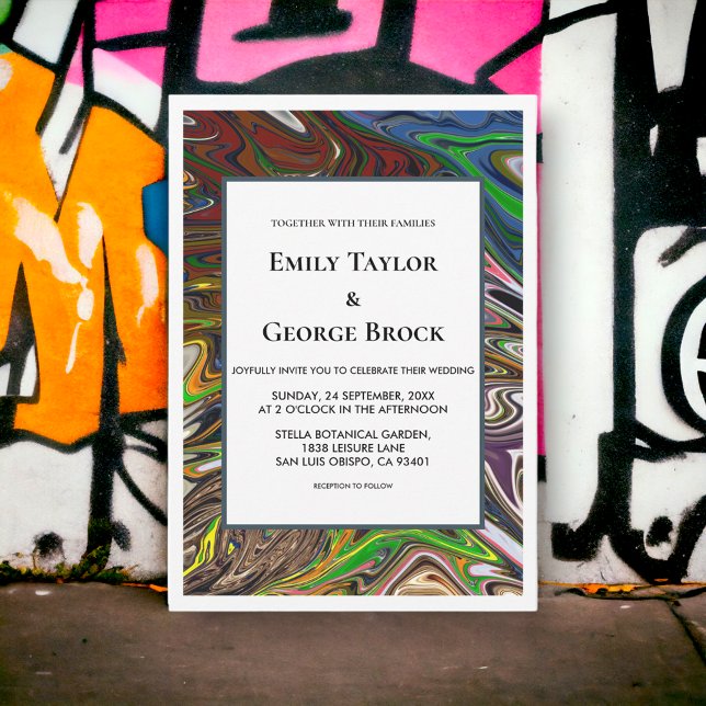 Elegant Seamless Abstract Colourful Modern Wedding Invitation (Creator Uploaded)