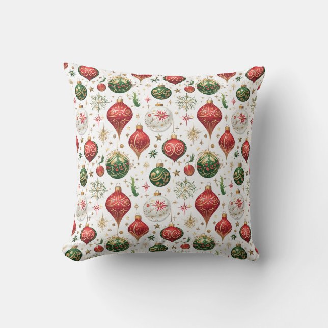 "Elegant Seamless Christmas Ornament Pattern  Cushion (Front)