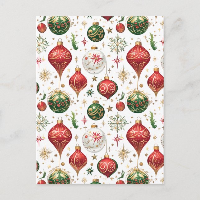 "Elegant Seamless Christmas Ornament Pattern  Postcard (Front)