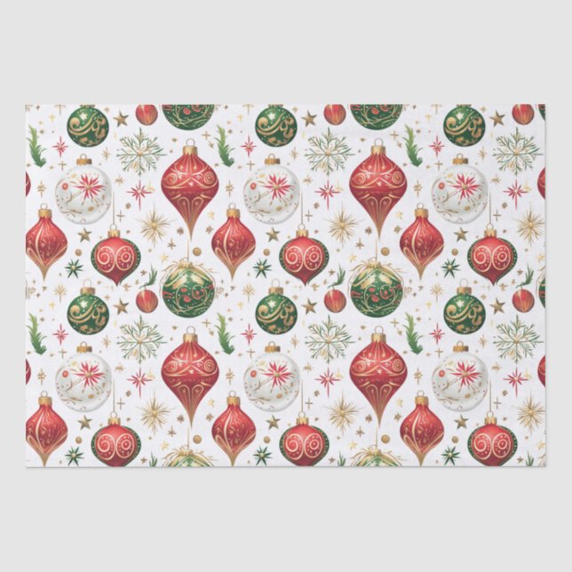 "Elegant Seamless Christmas Ornament Pattern  Tissue Paper (Front)