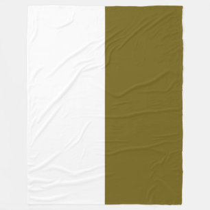 Elegant Seamless Olive Green White Colour Block Fleece Blanket