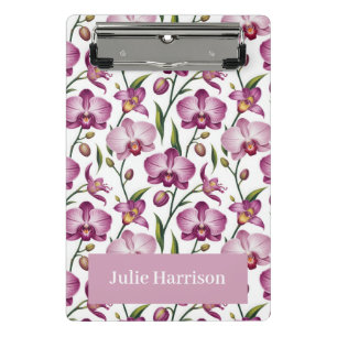 Elegant Seamless Pattern of Purple and Pink Orchid Mini Clipboard