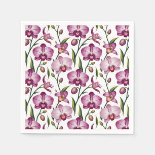 Elegant Seamless Pattern of Purple and Pink Orchid Napkin