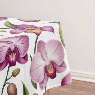 Elegant Seamless Pattern of Purple and Pink Orchid Tablecloth