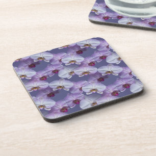 Elegant Seamless Pattern of Purple Veined Orchids Coaster