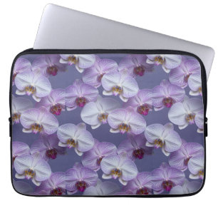 Elegant Seamless Pattern of Purple Veined Orchids Laptop Sleeve