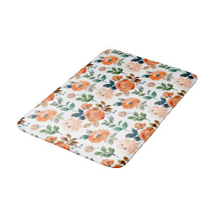 Elegant Seamless Pattern of Watercolor Flowers Bath Mat