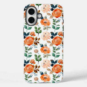Elegant Seamless Pattern of Watercolor Flowers iPhone 16 Plus Case
